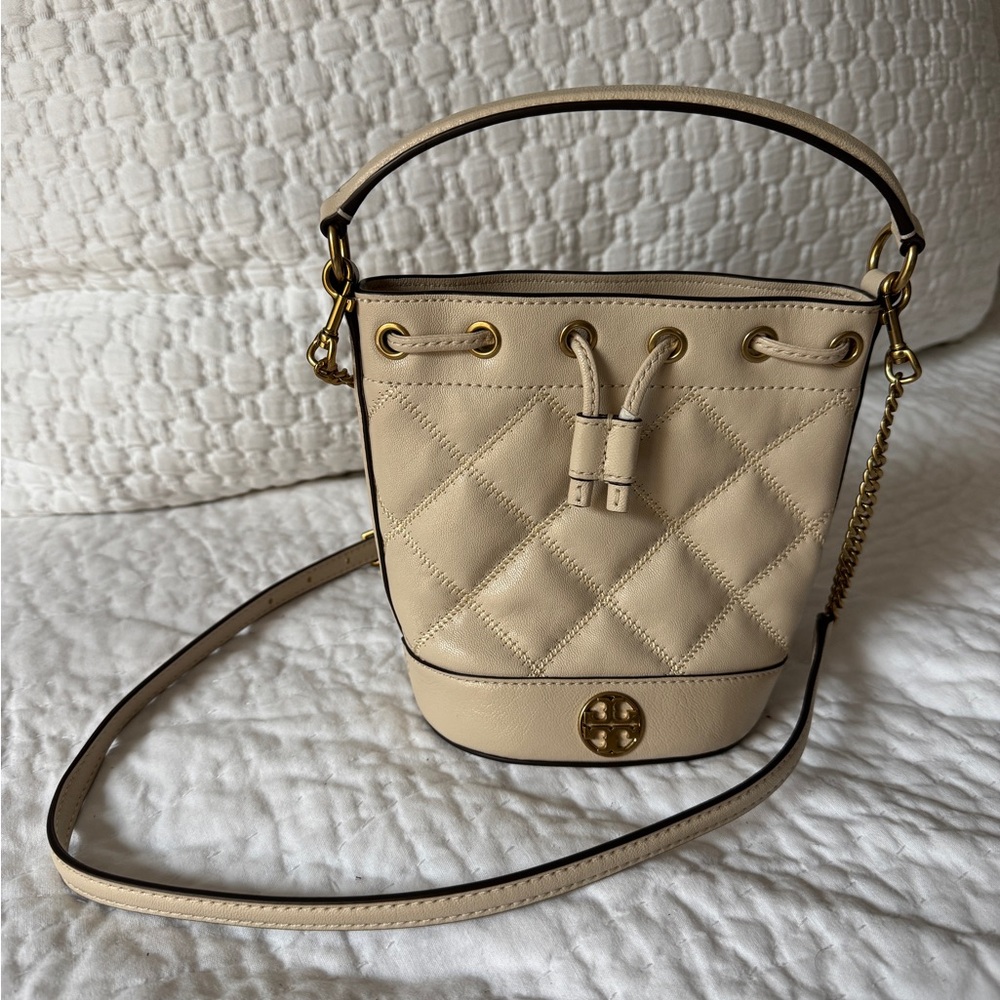 Tory Burch Cream Quilted Crossbody Bag